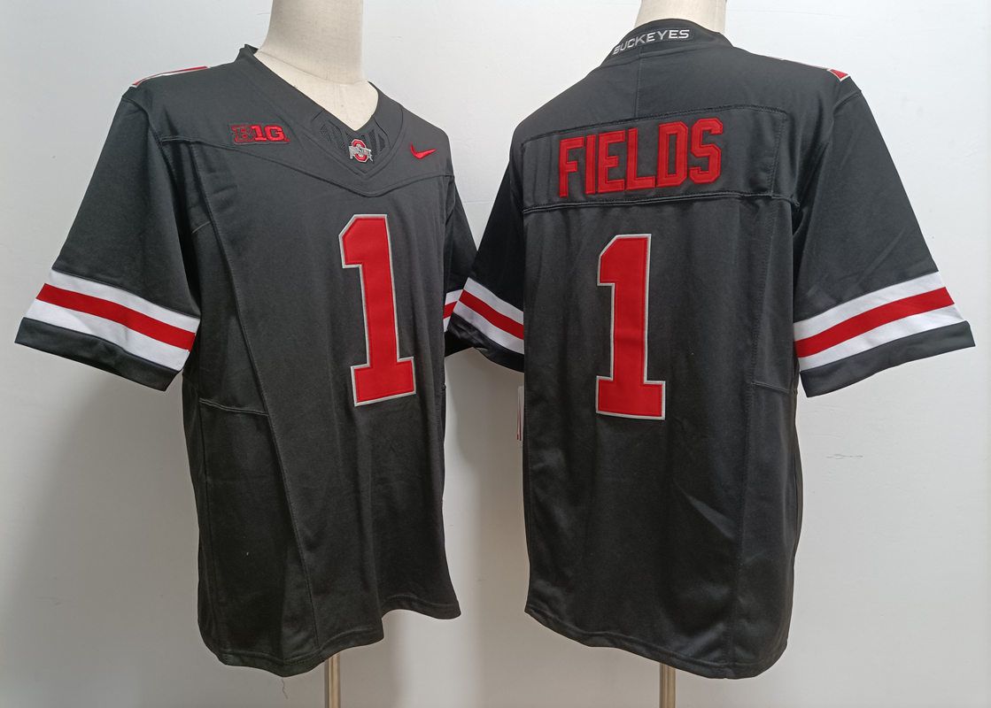 Men Ohio State Buckeyes #1 Fields Black Nike 2025 NCAA Jersey
